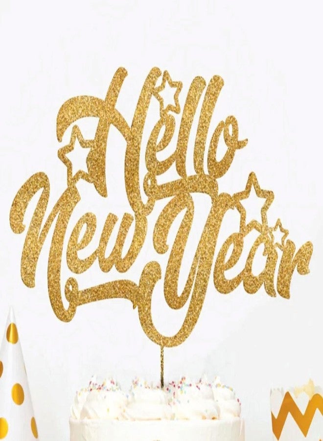 SVM CRAFT® Hello New year cake topper, Happy new year cake topper,New Year Eve Cake Decor - Image 1
